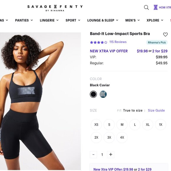 $50 Savage X Fenty Band It Low-Impact Sports Bra Black S - Picture 2 of 9